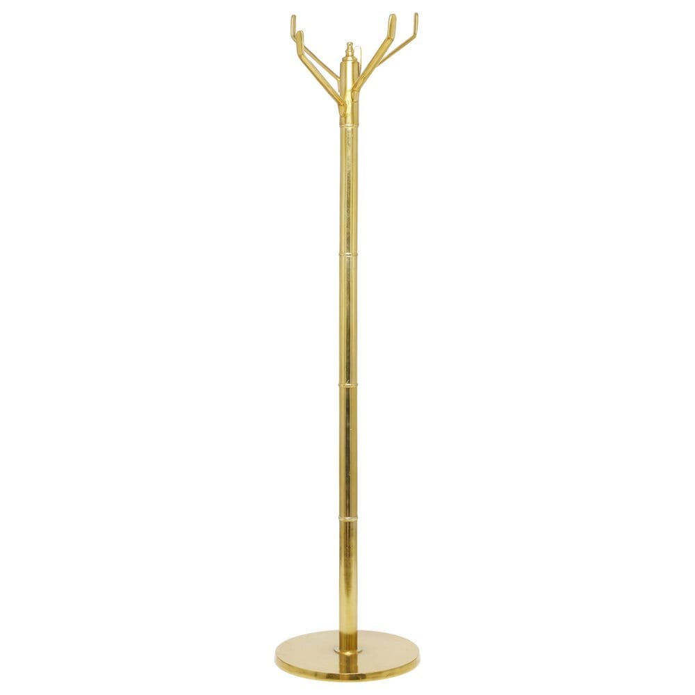 Maple and Jade 5-Hook Freestanding Coat Rack in Polished Gold, , large