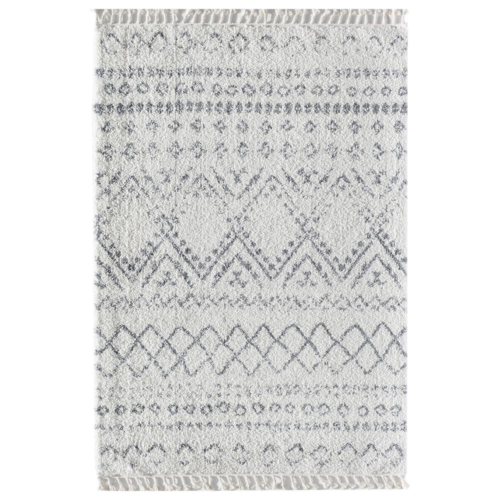 Rugs America Mason Shag Shadow 2"2" x 4" Ivory and Gray Area Rug, , large