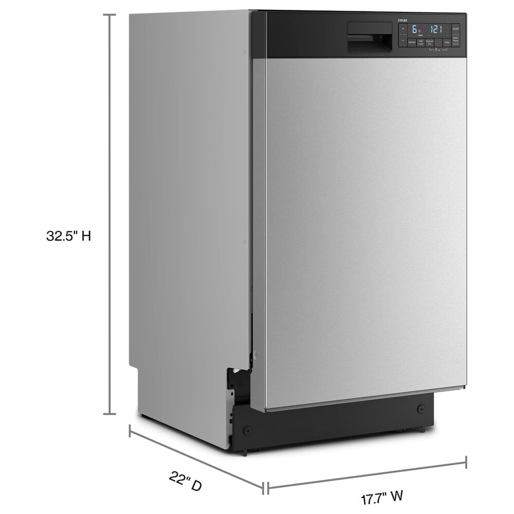 Whirlpool 18" Built-In Dishwasher with Half Load Cycle and Triple Spray Arms in Stainless Steel, , large