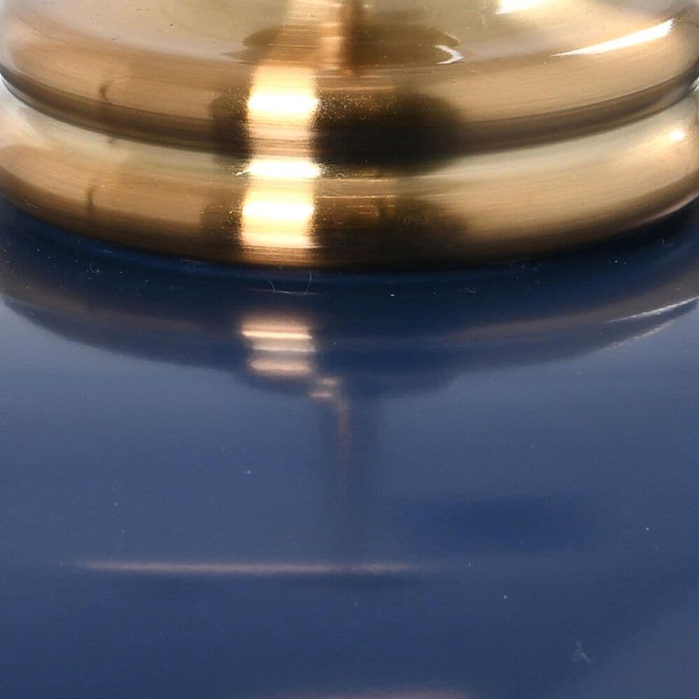 Creative Coop Presley 1-Light Pendant Light with Navy Blue Shade in Brushed Brass, , large