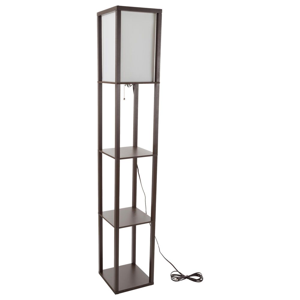 Timberlake Etagere Style Floor Lamp with 3 Tiers in Brown, , large