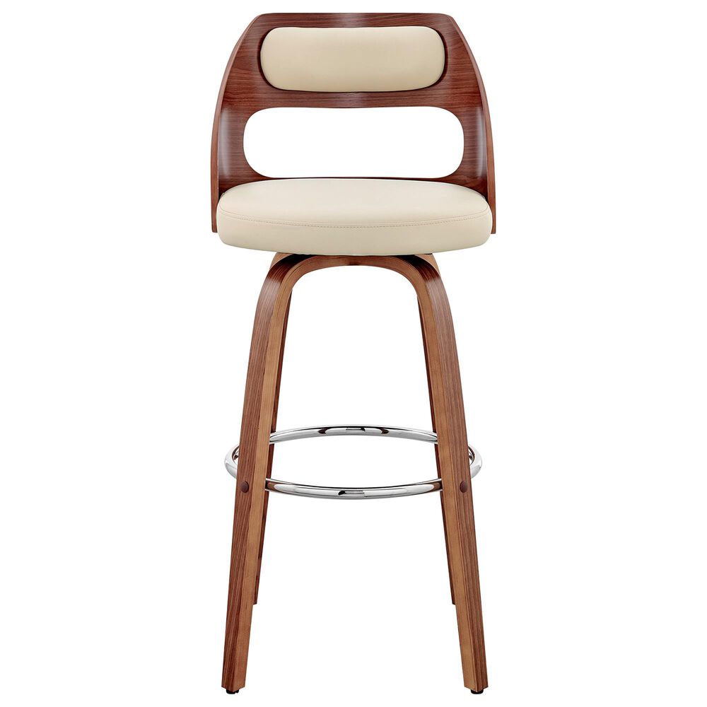 Armen Living Julius 30&quot; Swivel Barstool in Cream and Walnut, , large
