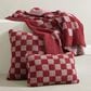 Sunday Citizen Checkerboard 20" Square Throw Pillow in Pomegranate and Rose, , large