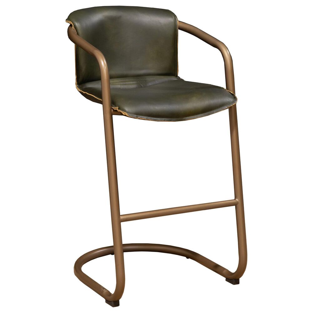 Home Trends & Design Portofino Bar Stool in Antique Gold and Top Grain Leather, , large