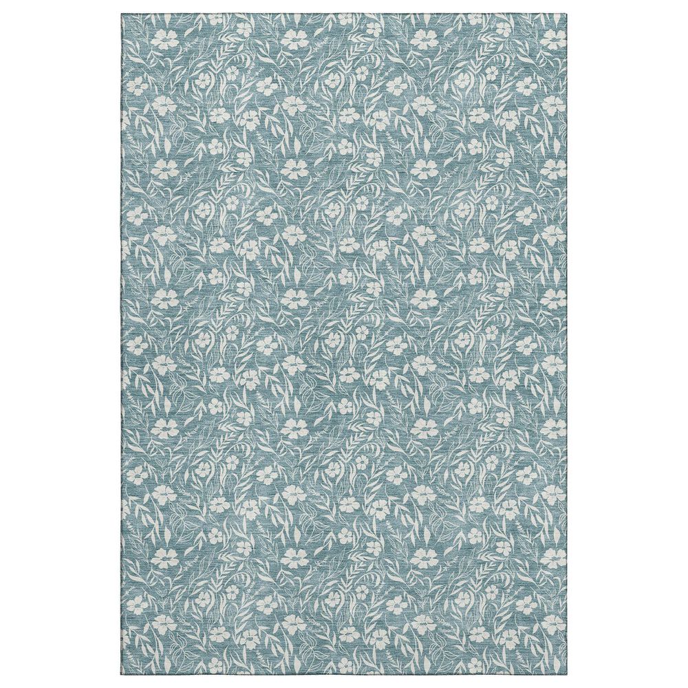 Dalyn Rug Company Soft Essentials Floral Teal 10" x 14" Indoor/Outdoor Area Rug, , large