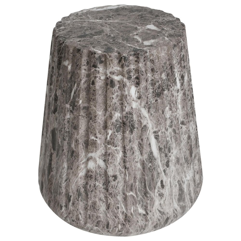 Hearth and Haven Outdoor Carved Side Table with Faux Natural Stone Texture in Brown, , large