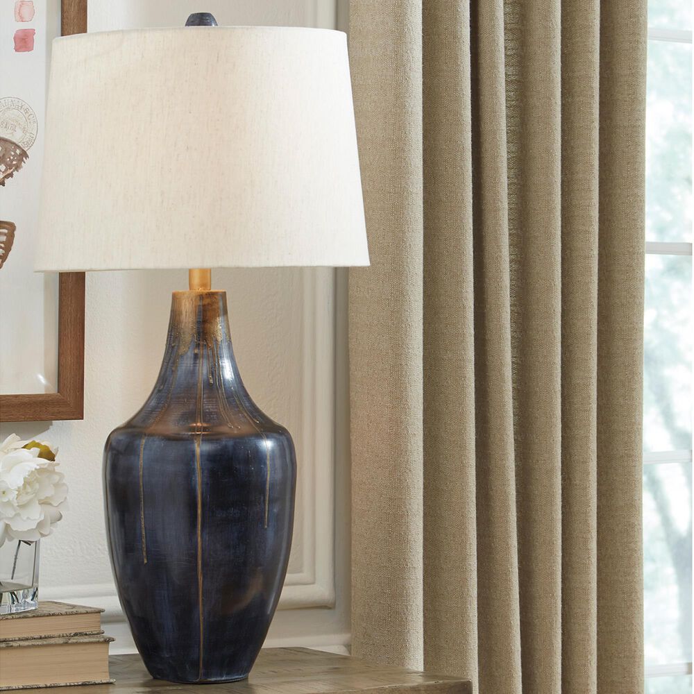 Ashley Evania Table Lamp in Indigo and Gold, , large