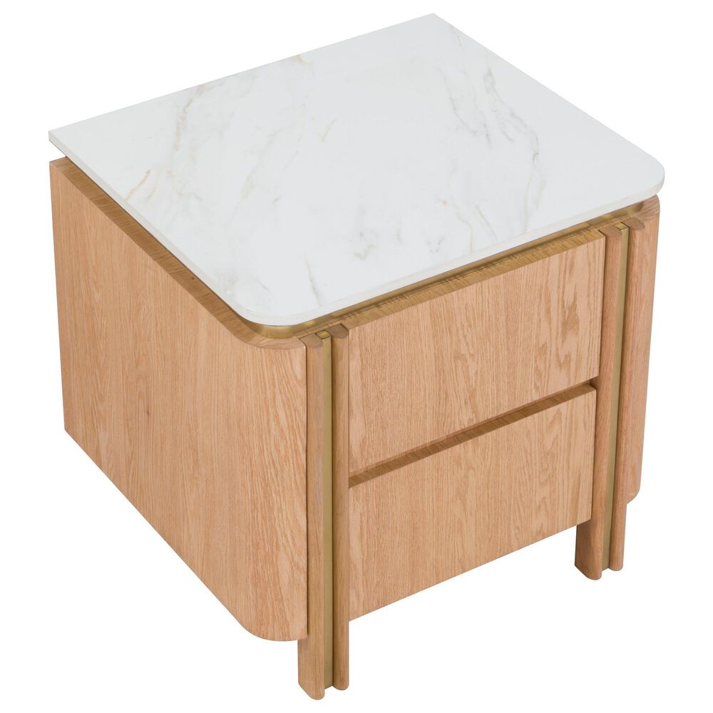 Fairfield Chair Portobello Rectangular End Table in White, Light Brown and Brushed Brass, , large