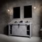 Lexora Home Marsyas 60" Double Bathroom Vanity in Dark Grey with White Carrara Marble Top and Rectangular Sinks, , large