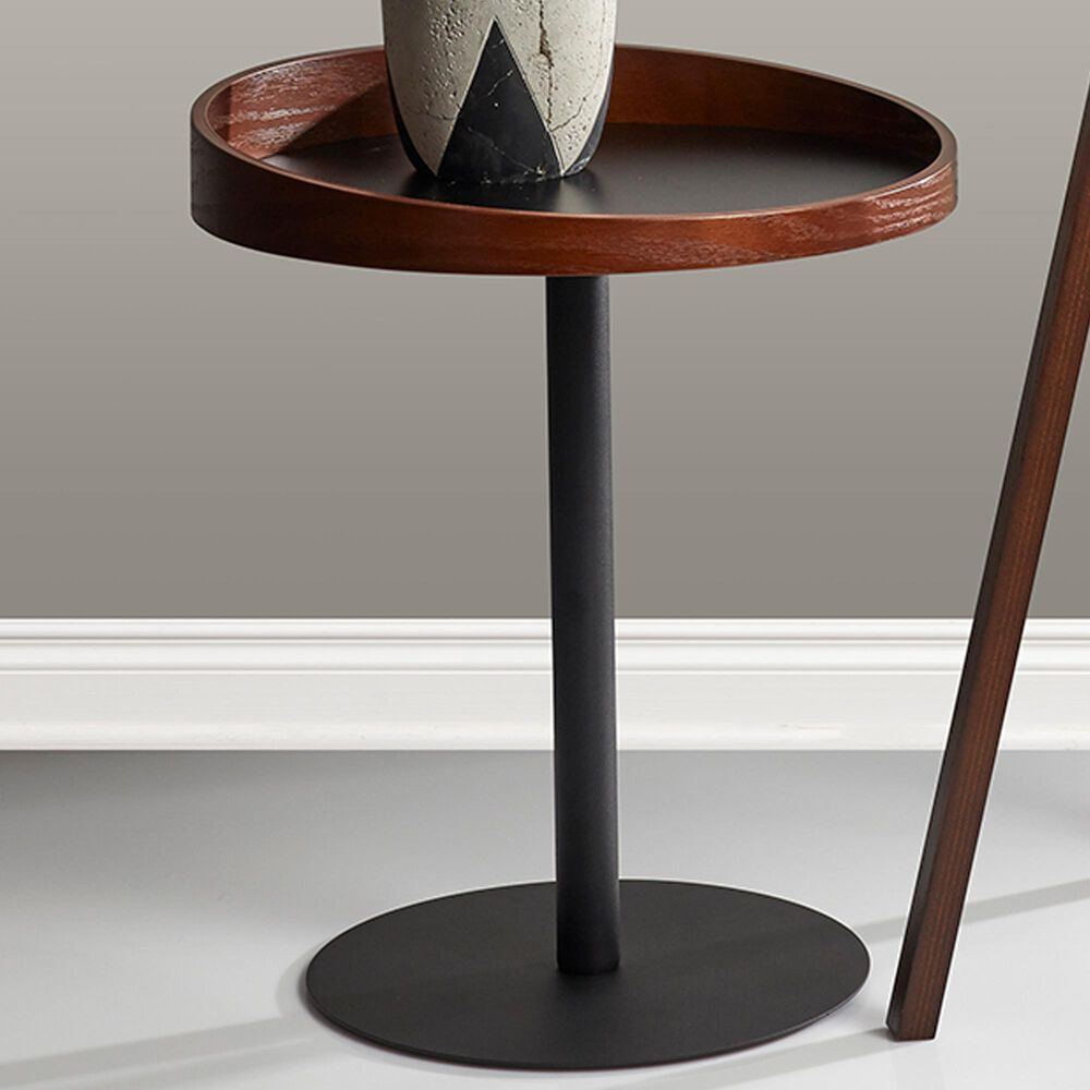 Adesso Crater End Table in Black and Walnut, , large