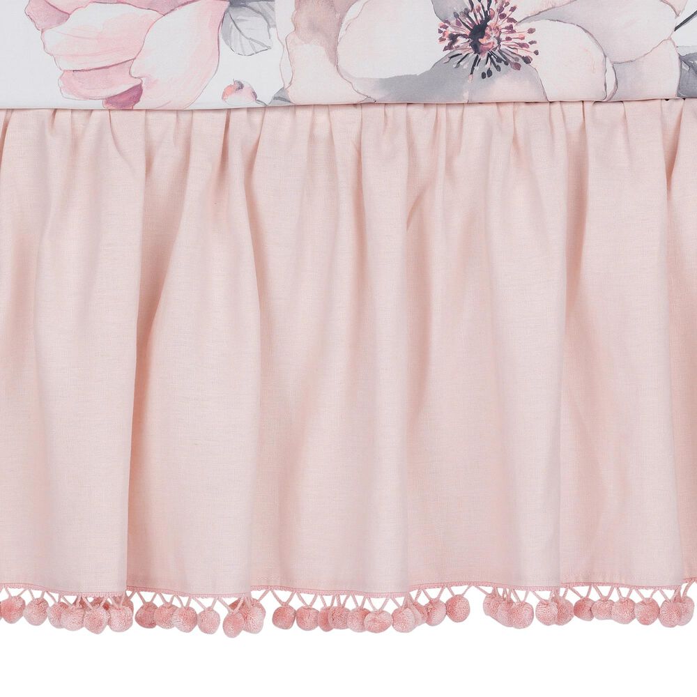 Lambs and Ivy Watercolor Floral 4-Piece Crib Bedding Set in Pink and Grey, , large