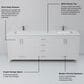 Lexora Home Jacques 72" Double Bathroom Vanity in White with 2 cm White Quartz Top and Rectangular Sinks, , large