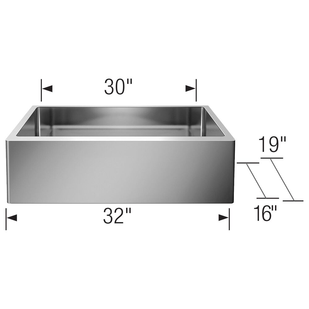 Blanco Quatrus 32&quot; R15 Apron Super Single Farmhouse Kitchen Sink in Refined Brushed, , large