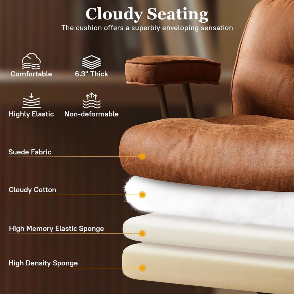 HOMLUX High Back Executive Office Chair with Suede Leather in Brown, , large