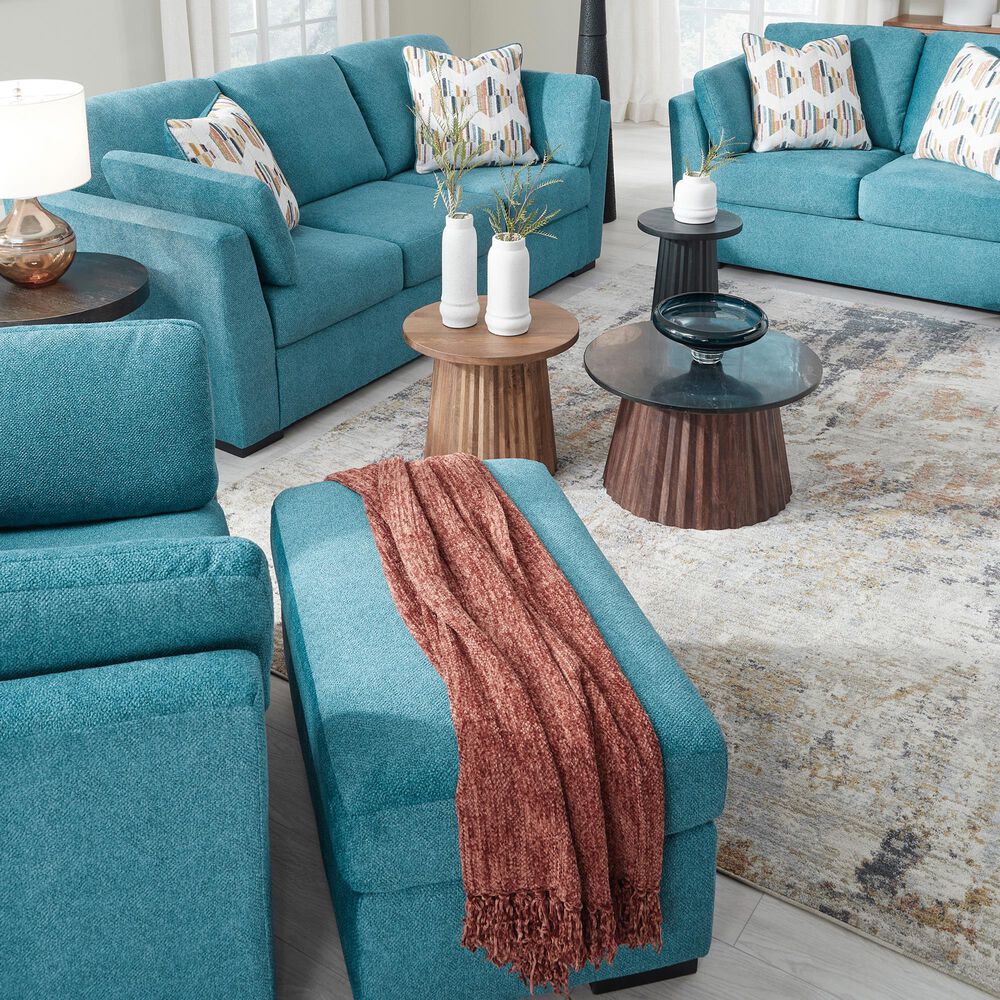 Ashley Keerwick Stationary Queen Sofa Sleeper in Teal, , large