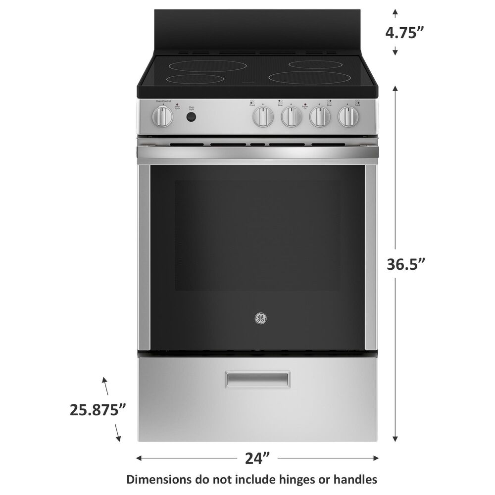 GE Appliances 24&quot; Smooth Top Electric Range with Steam Clean in Stainless Steel, , large