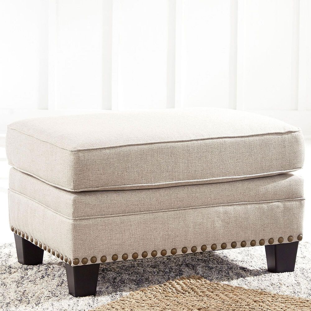 Ashley Claredon Ottoman in Linen, , large