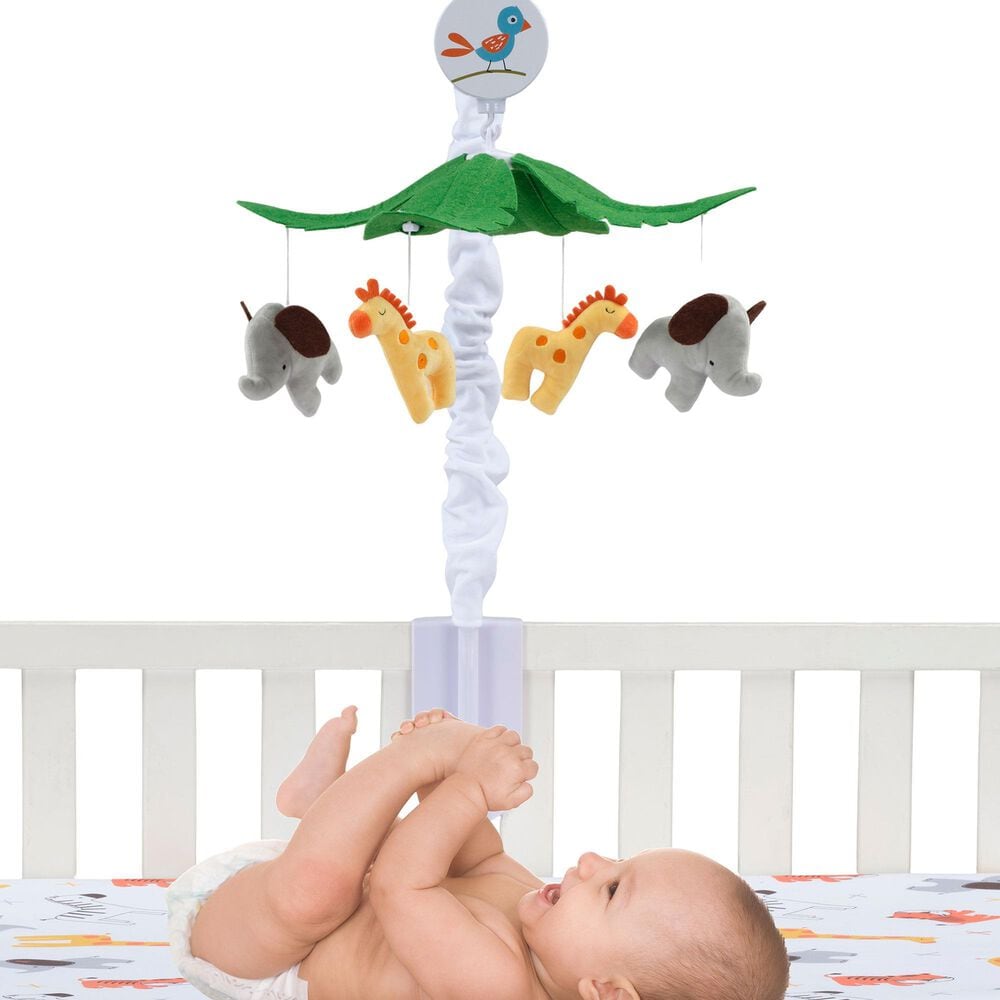 Lambs &amp; Ivy Lollipop Jungle Musical Baby Crib Mobile in Grey, Gold and White, , large