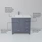 Lexora Home Jacques 36" Left Offset Single Bathroom Vanity in Dark Grey with 2 cm White Quartz Top and Rectangular Sink, , large