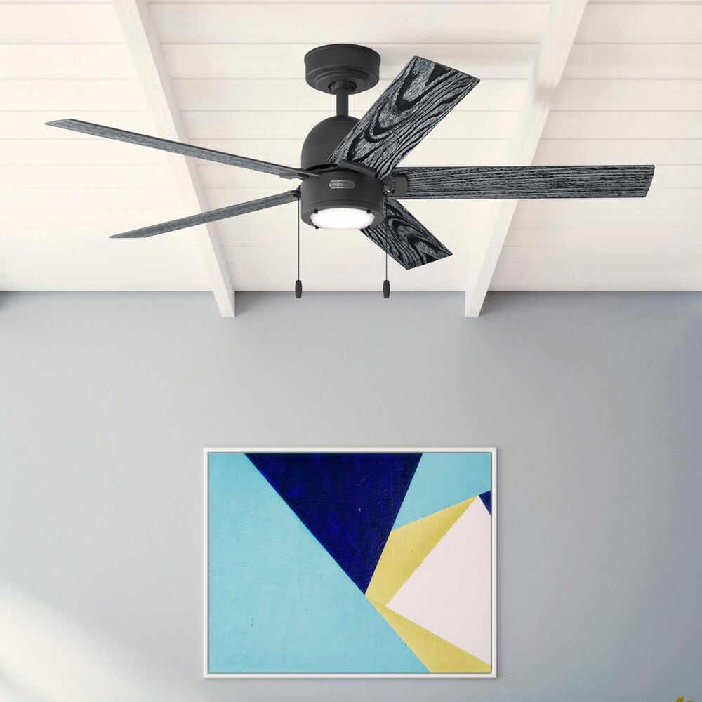 Hunter Erling 52&quot; Ceiling Fan with LED Light in Matte Black, , large