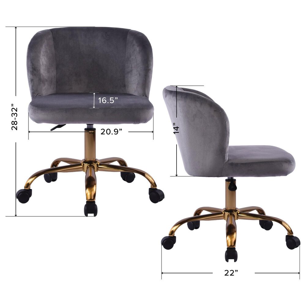 Impressions Vanity Rylee Swivel Vanity Chair with Dark Grey Cushion in Antique Gold, , large