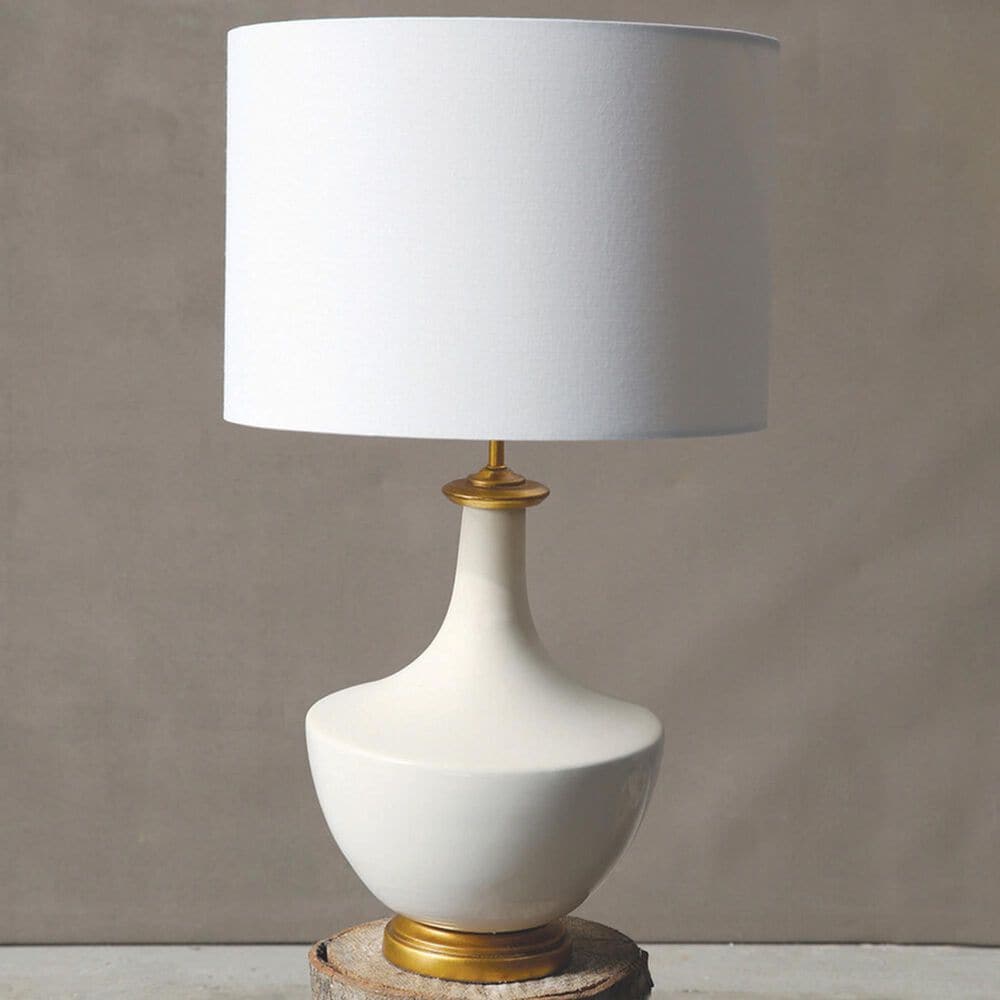Creative Coop Arden Ceramic Table Lamp in Gold and Cream, , large