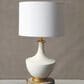 Creative Coop Arden Ceramic Table Lamp in Gold and Cream, , large