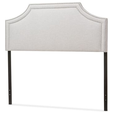 Baxton Studio Avignon Queen Upholstered Headboard in Greyish Beige, , large