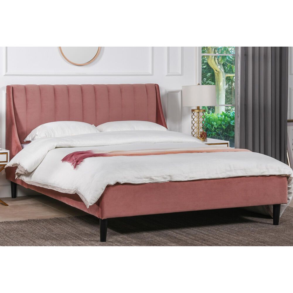 Jennifer Taylor Home Aspen Queen Upholstered Platform Bed in Ash Rose, , large