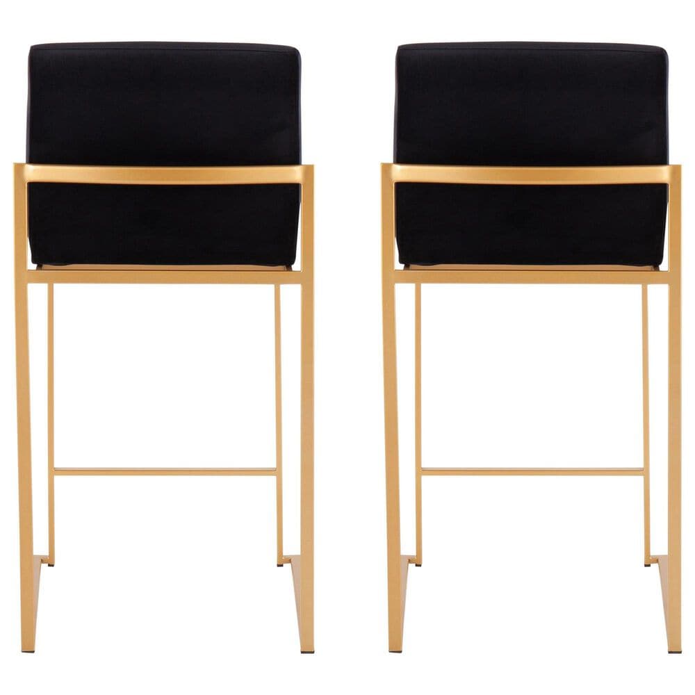 LumiSource Fuji 26" Counter Stool with Black Upholstery in Gold (Set of 2), , large