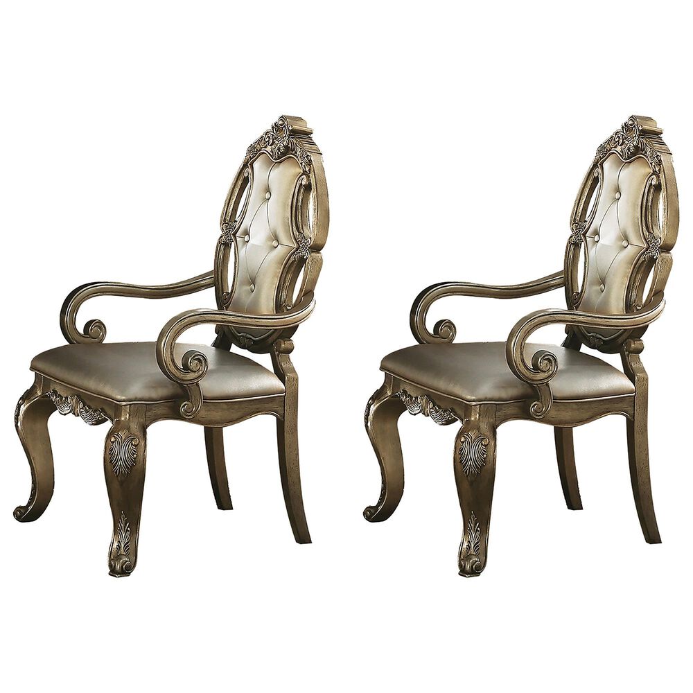 HOMLUX Ragenardus Arm Chair with Leatherette Upholstery in Vintage Oak (Set of 2), , large
