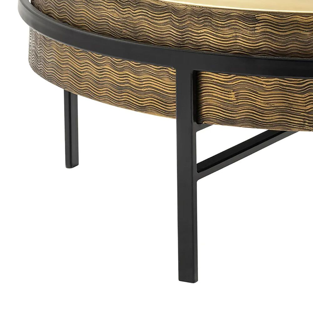 Crestview Collection Hudson Cocktail Table in Antique Brass and Black, , large