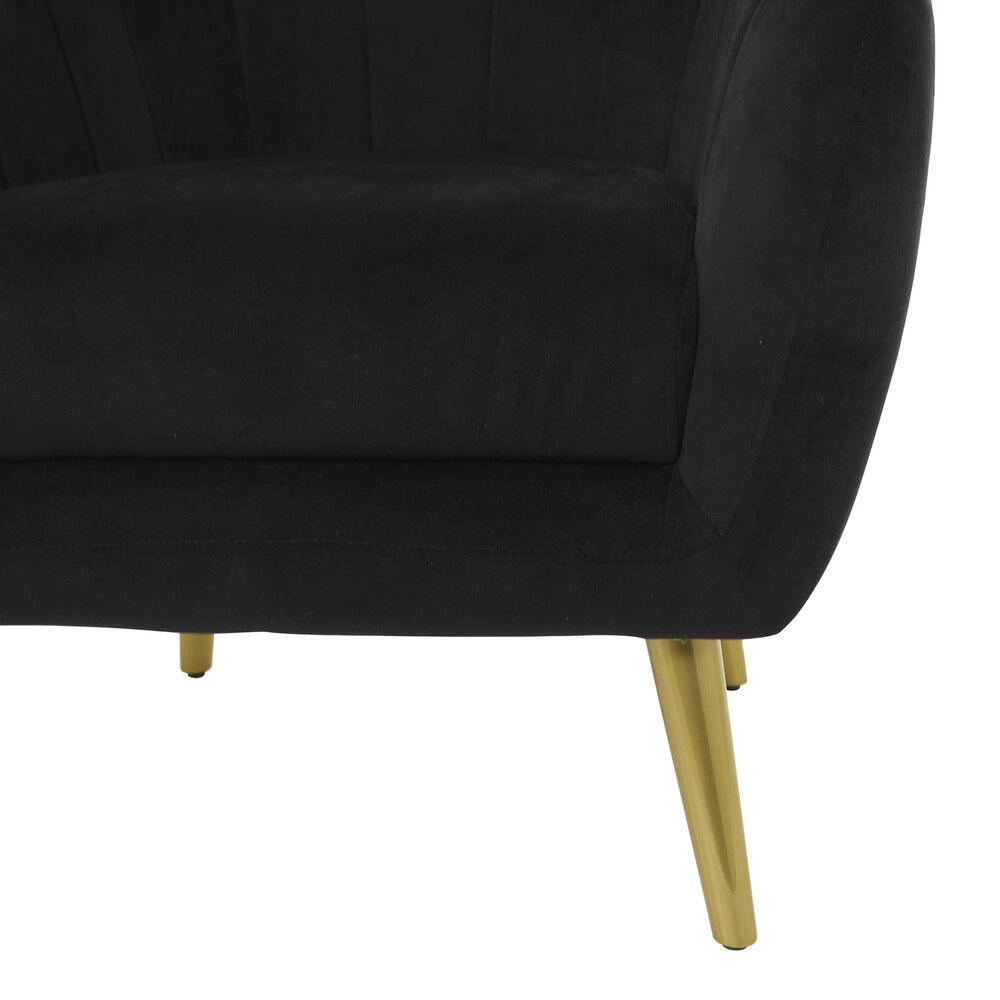 Maple and Jade Accent Chair with Tapered Gold Legs in Black, , large