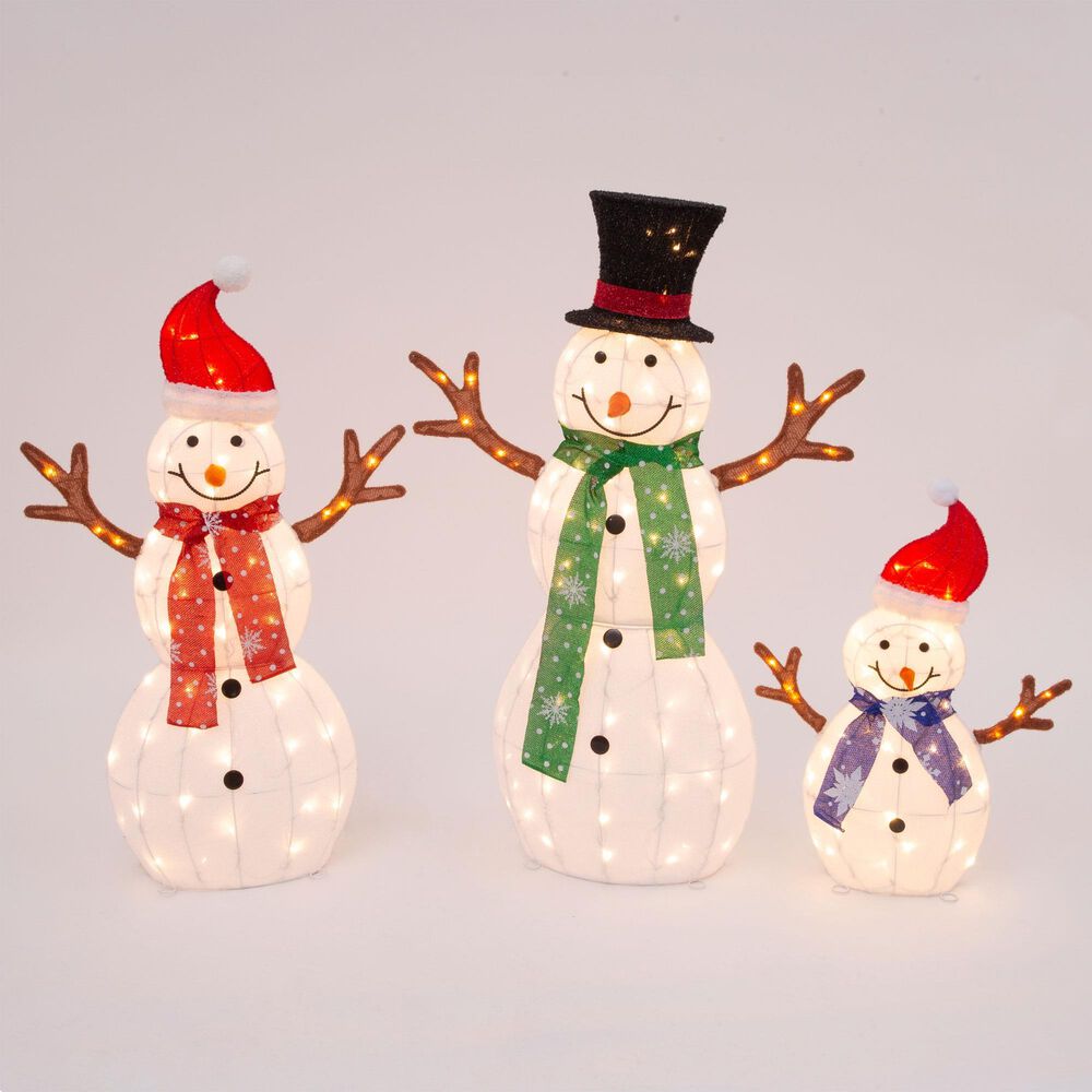 The Gerson Company 3-Piece UL Electric Lighted Holiday Snowman Family Set in Assort, , large
