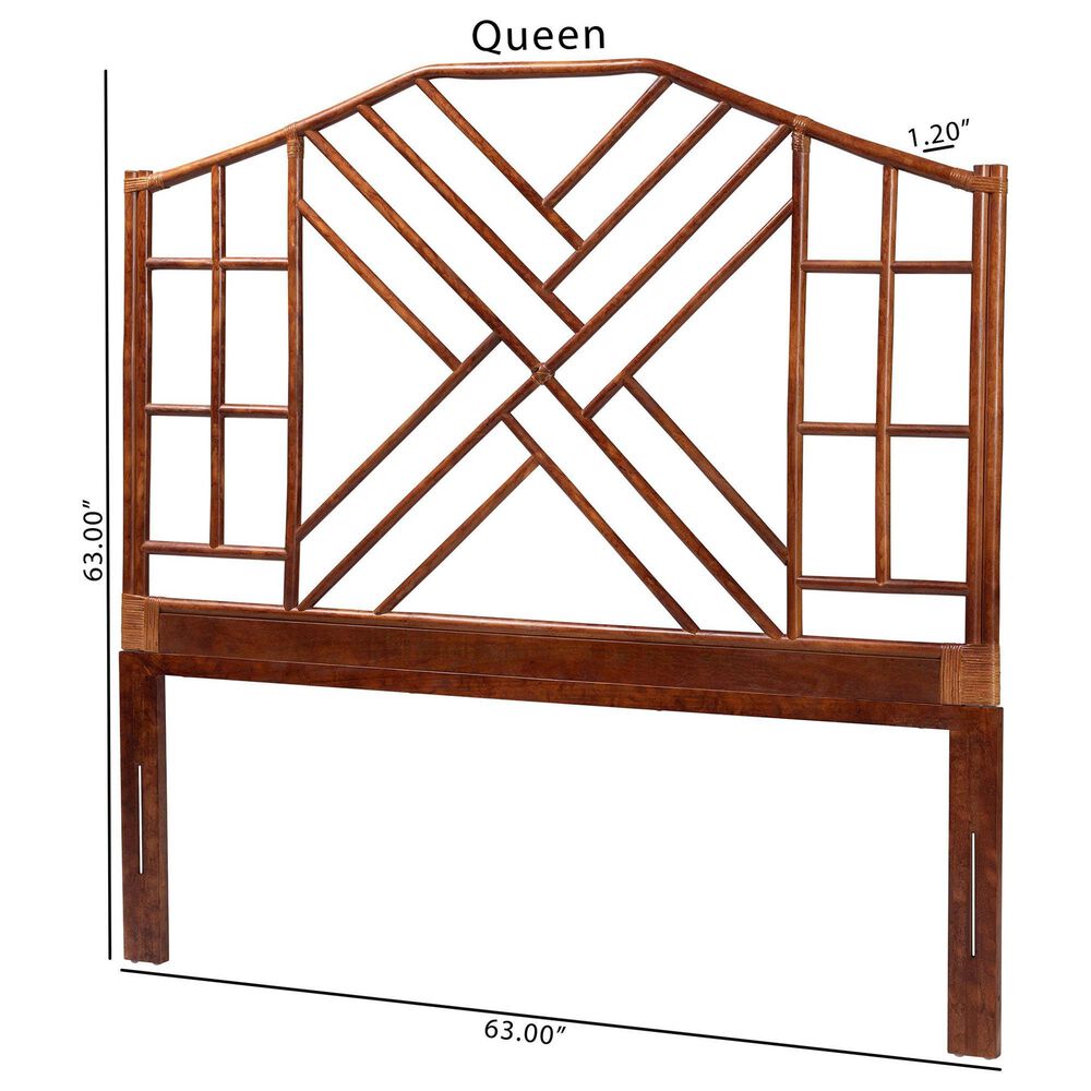 Baxton Studio Kachiri Queen Slat Headboard in Marbled Tortoise Brown and Mahogany Brown, , large
