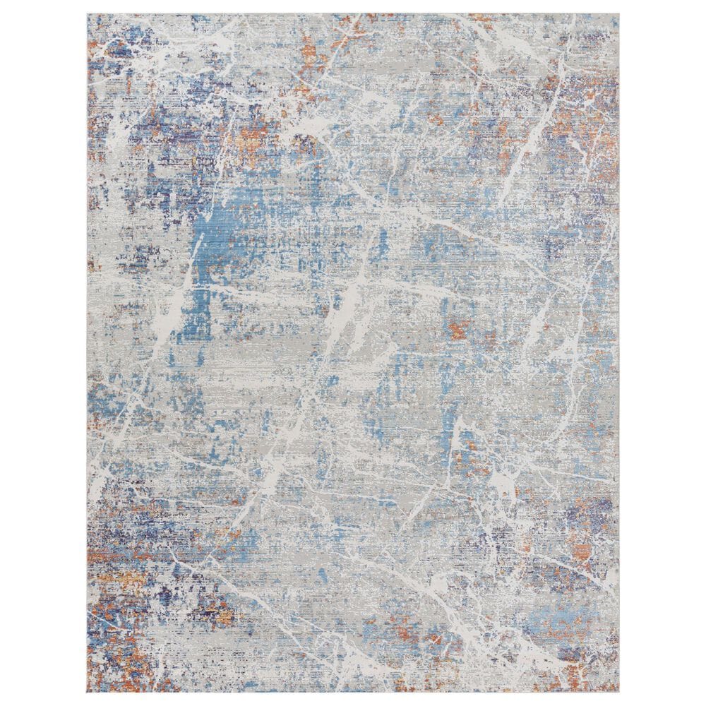 Surya Aisha 2" x 3" Blue, Off-White, Taupe, Dark Purple and Burnt Orange Area Rug, , large