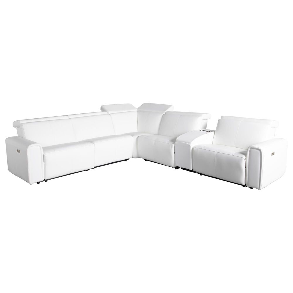 Elran Furniture 6-Piece Power Reclining Sectional in White, , large