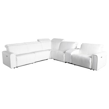 Elran Furniture 6-Piece Power Reclining Sectional in White, , large