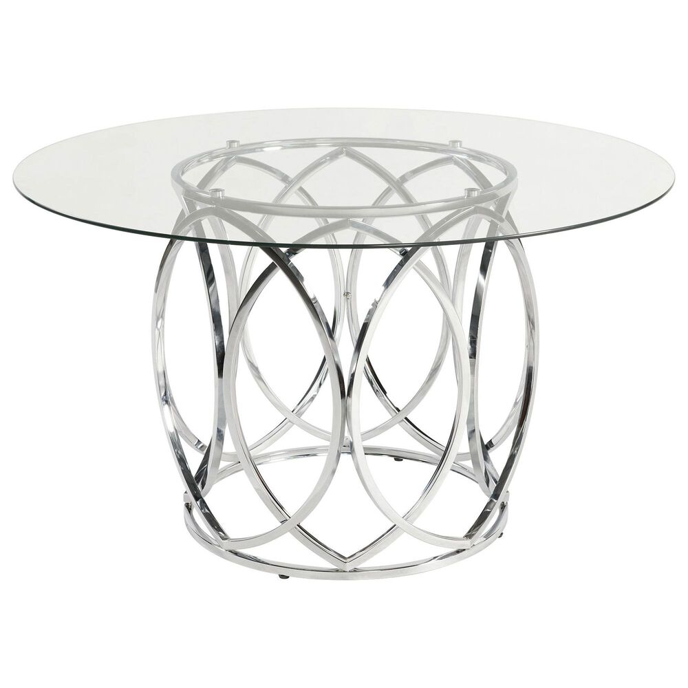 Mayberry Hill Merlin and Nero 5-Piece Round Dining Set in Clear and Chrome, , large