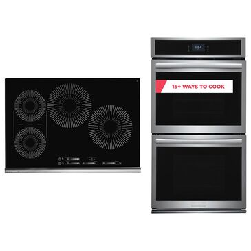 Frigidaire Gallery Gallery 2-Piece Kitchen Package with Stainless Steel 27" Double Electric Wall Oven and Black 30" Induction Cooktop, , large