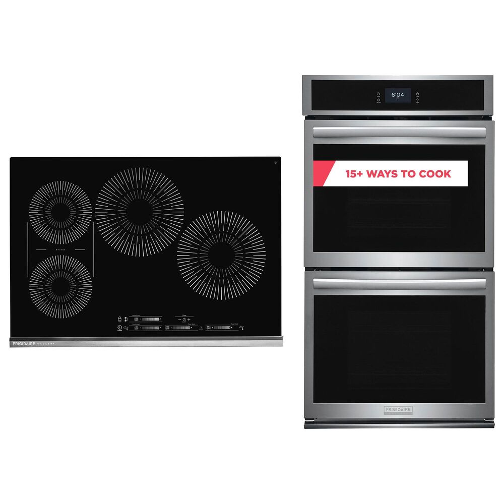 Frigidaire Gallery Gallery 2-Piece Kitchen Package with Stainless Steel 27" Double Electric Wall Oven and Black 30" Induction Cooktop, , large