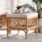 Baxton Studio Orchard Ottoman with Natural Brown Rattan in White, , large