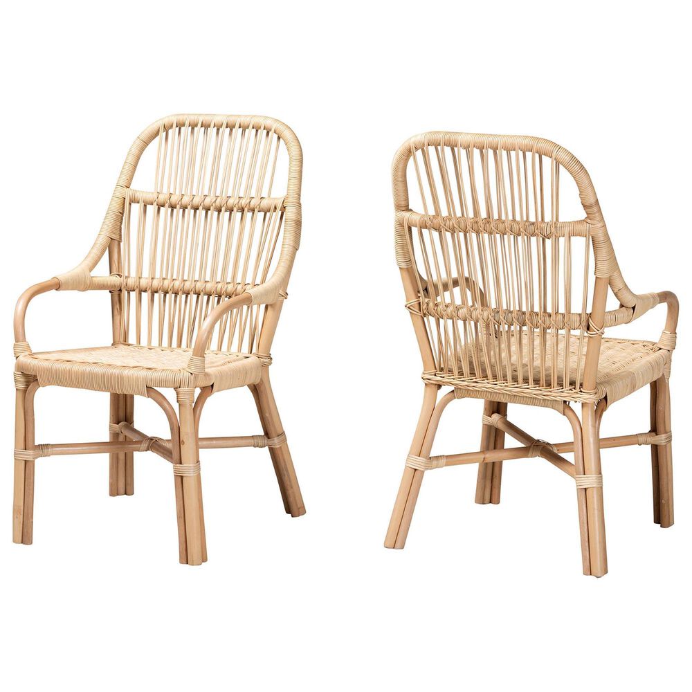 Baxton Studio Sumatera Arm Chair in Natural Brown (Set of 2), , large