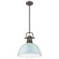 Golden Lighting Duncan 1-Light Pendant with Rod and Seafoam Shade in Rubbed Bronze, , large