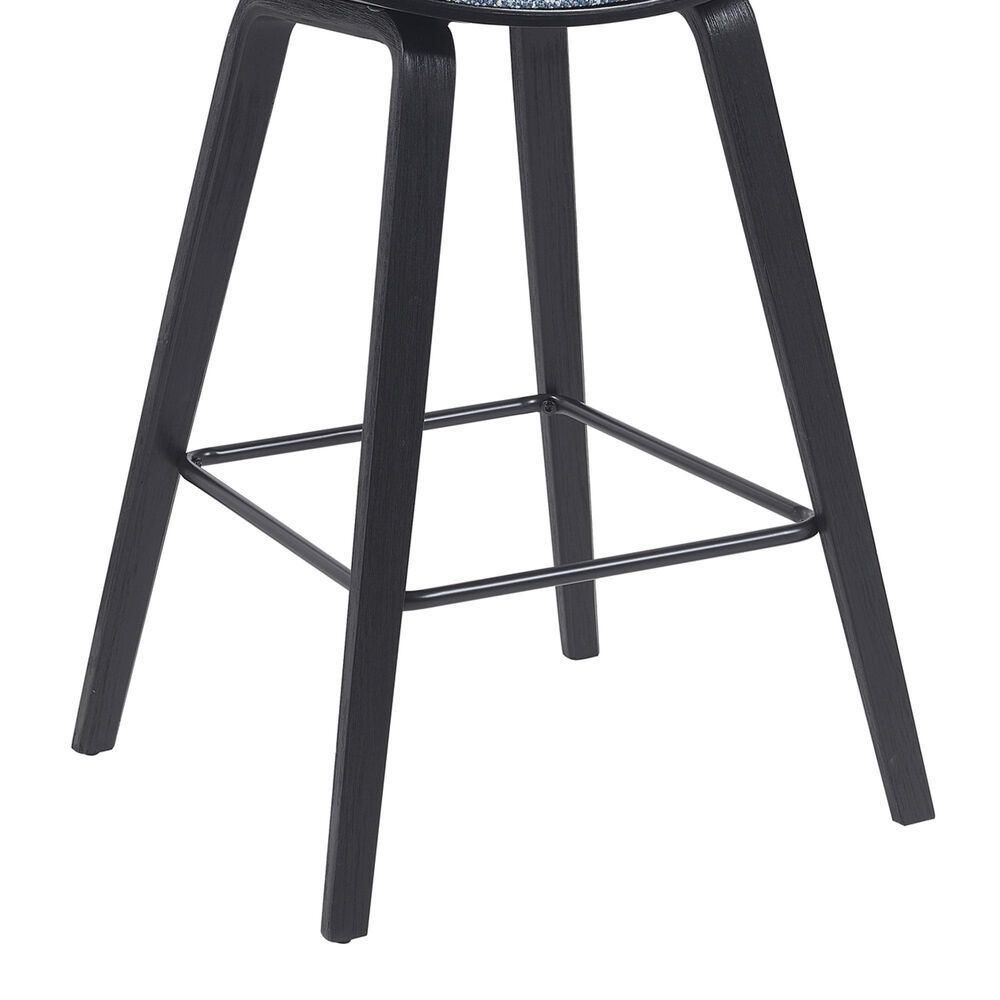 Armen Living Fox Counter Height Stool with Speckled Blue Upholstery in Black Brushed, , large