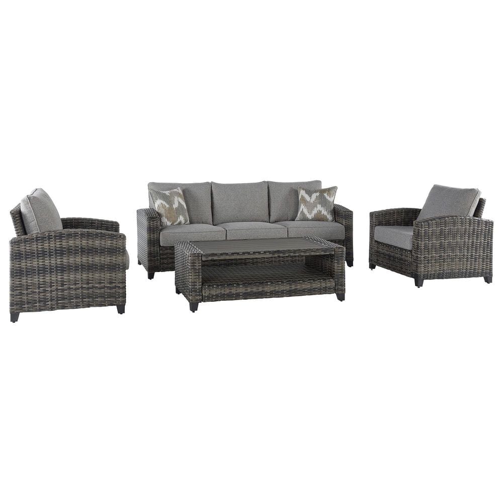 Ashley Oasis Court 4-Piece Patio Conversation Set in Gray, , large