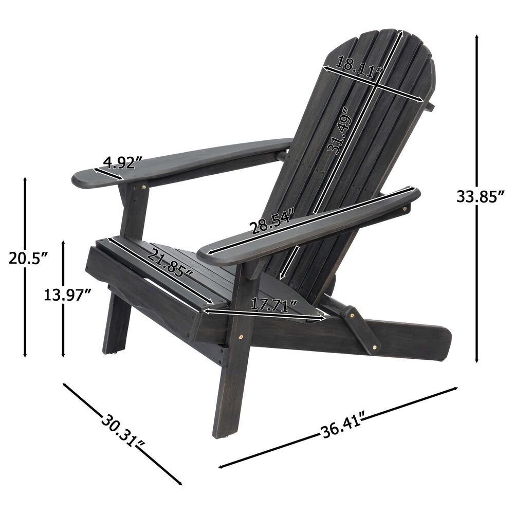 Hearth and Haven Malibu Outdoor Folding Adirondack Chair with Slatted Seating in Dark Gray, , large