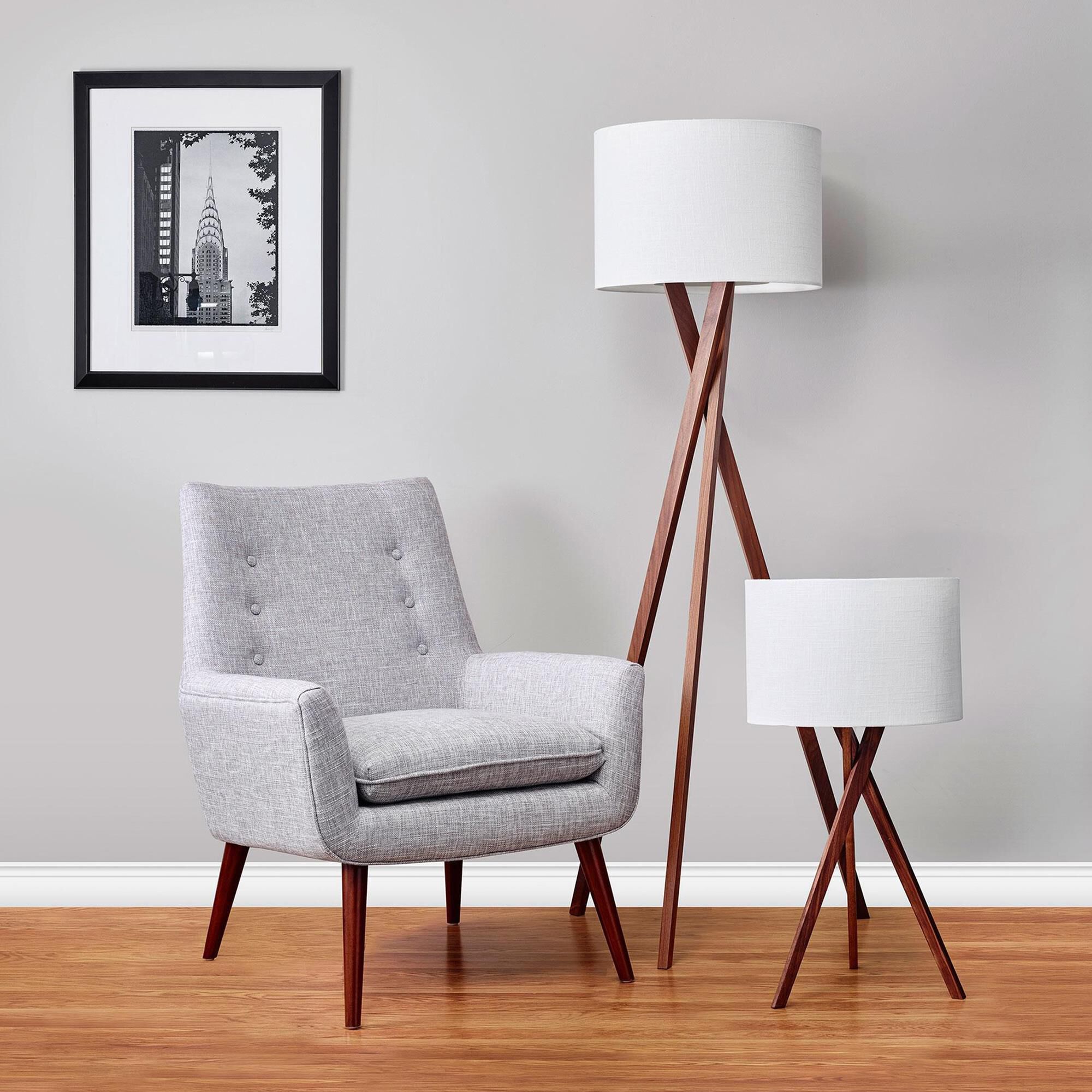 Adesso Brooklyn Floor Lamp in Walnut | Nebraska Furniture Mart