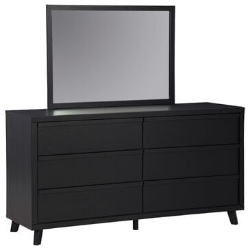 Ashley Danziar 6-Drawer Dresser and Mirror in Matte Black, , large