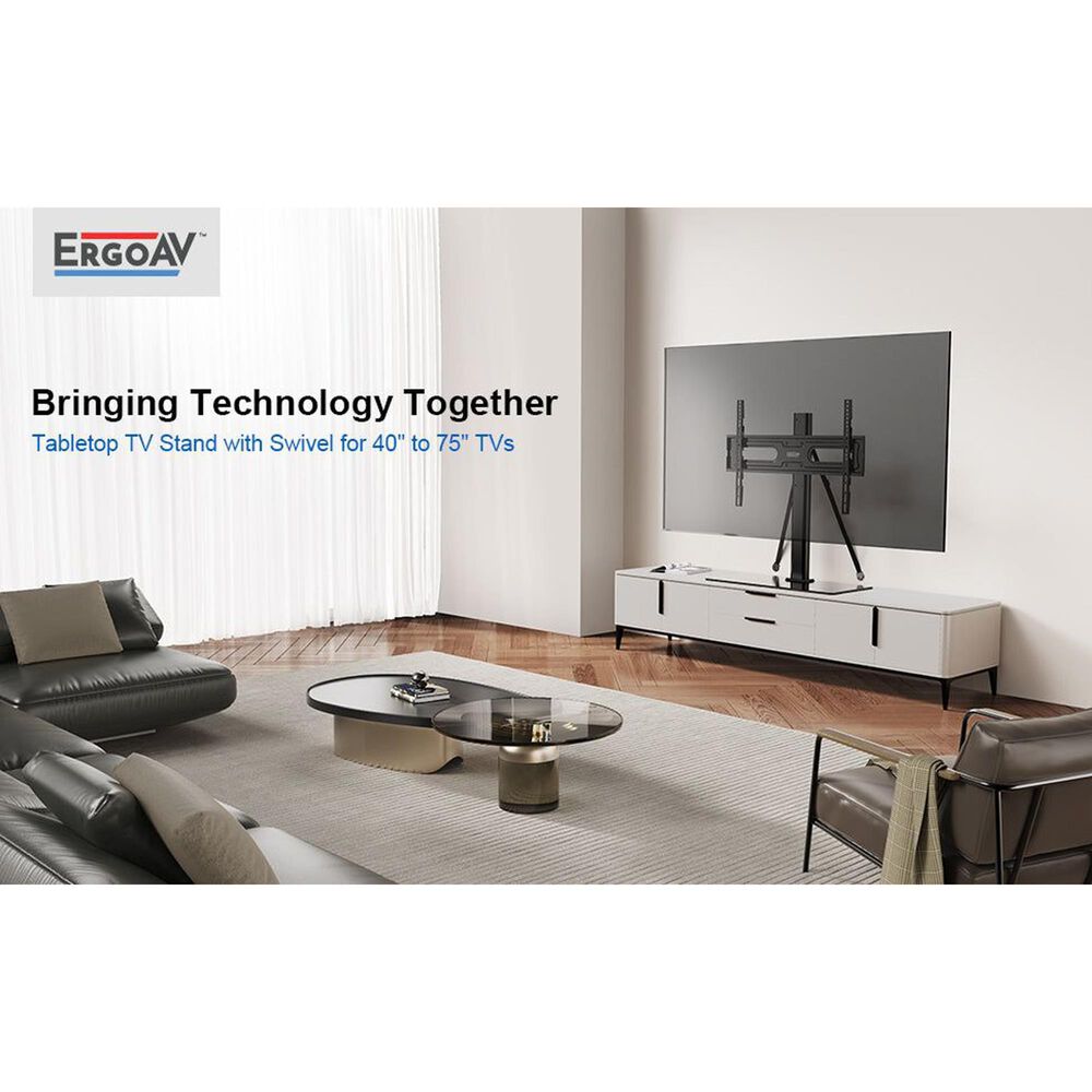 ErgoAV Tabletop Stand with Swivel for 40" - 75" TVs in Black, , large